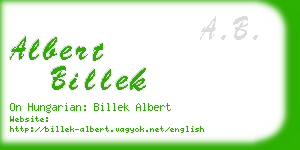 albert billek business card